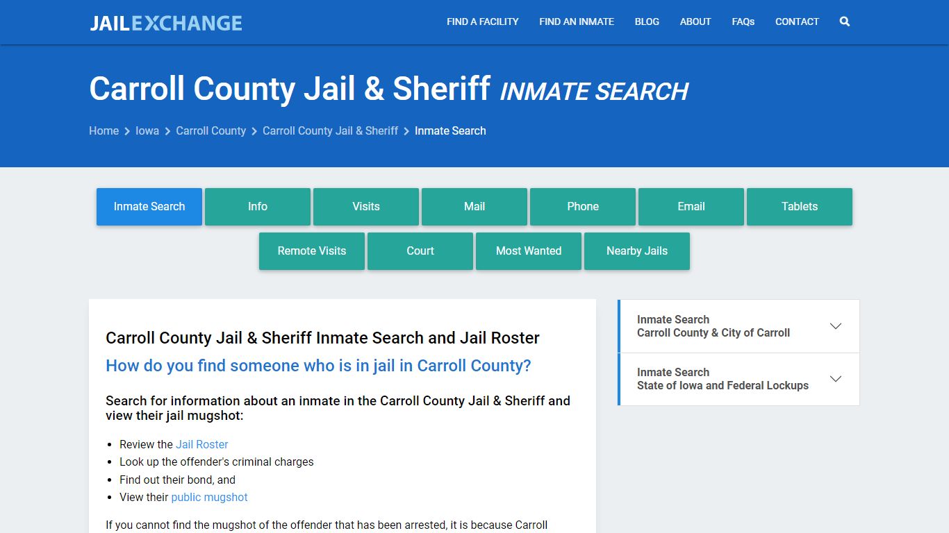 Inmate Search: Roster & Mugshots - Carroll County Jail & Sheriff, IA